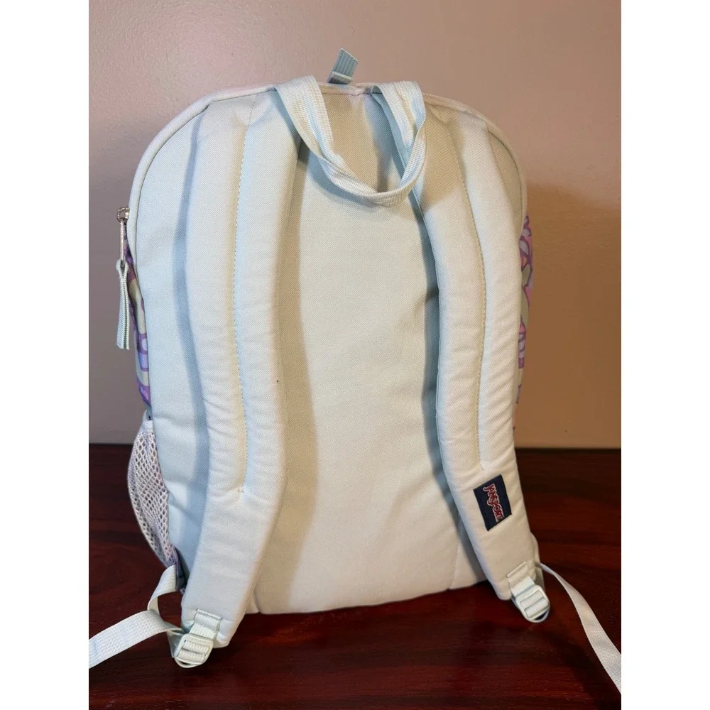 JanSport Big Student Backpack Pastel Abstract Floral Print Purple Pink Yellow